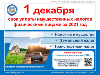 УФМС по Новгородской области напоминает об уплате налогов до 1 декабря.